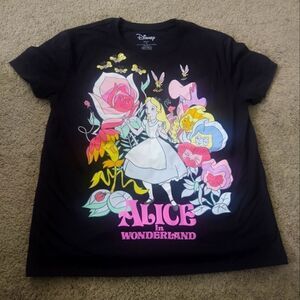 Disney Alice In Wonderland Graphic T-shirt Black Women's Size Medium PRE-OWNED